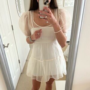DANIELLE BERNSTEIN White Ruffled Tiered Organza Mini Dress